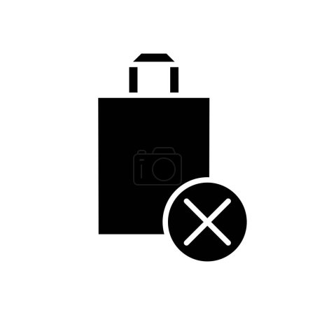 Illustration for Shoping bag cross solid black icon thin lines vector design good for website and mobile app - Royalty Free Image