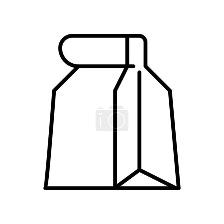 Téléchargez les illustrations : Icône de contour de sac en papier fermé conception vectorielle mince - en licence libre de droit