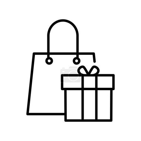 Ilustración de Bolsas y cajas de compras contorno icono diseño de vectores - Imagen libre de derechos