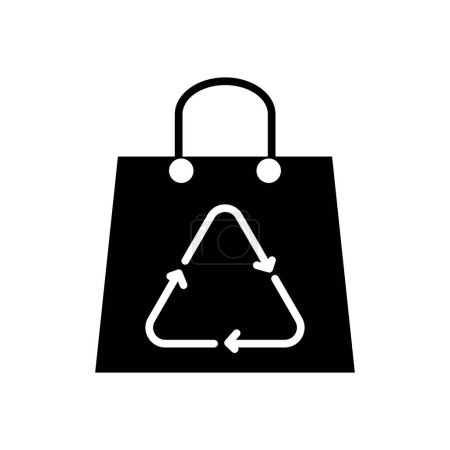 Téléchargez les illustrations : Recyclage sac à provisions solide icône noire vecteur design bon pour web et application mobile - en licence libre de droit