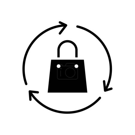 Ilustración de Reciclaje bolsa de compras sólido negro icono vector diseño bueno para la web y la aplicación móvil - Imagen libre de derechos