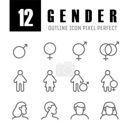 Illustration for Gender outline icon pixel perfect vector design good for website and mobile app - Royalty Free Image