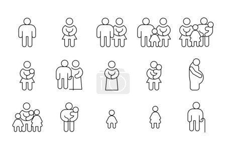 Illustration for Family outline icon thin Vector design - Royalty Free Image