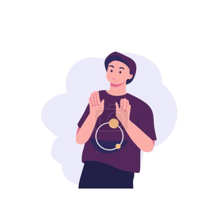 Illustration for Pose of man rejecting something flat style illustration vector design - Royalty Free Image