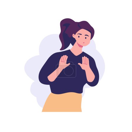 Illustration for Pose of woman rejecting something flat style illustration vector design - Royalty Free Image