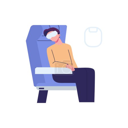 man sleeping on plane flat style illustration vector design