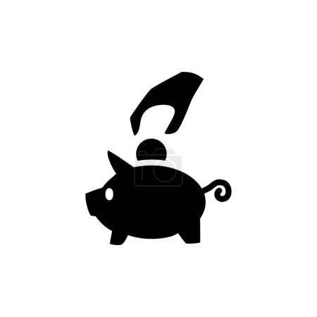 Illustration for Saving money into piggy bag solid icon vector design good for website or mobile app - Royalty Free Image