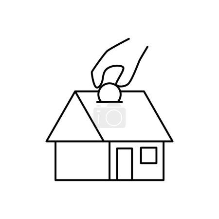 Ilustración de Casa de inversión esquema icono delgada vector de diseño bueno para el sitio web o aplicación móvil - Imagen libre de derechos