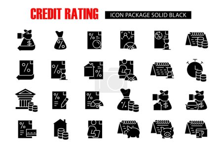 credit rating solide icône noire Conception vectorielle bonne pour le site Web et l'application mobile