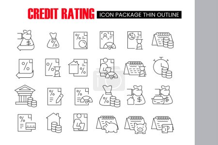 credit rating thin outline icon Conception vectorielle bonne pour le site Web et l'application mobile