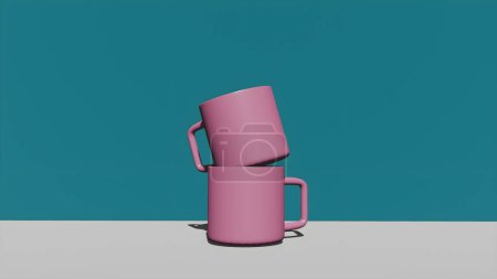 Foto de 3D renderizado de tazas, taza 3d renderizado, maqueta de taza realista - Imagen libre de derechos