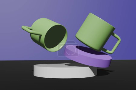 Téléchargez les photos : Rendu 3D de tasses, tasse rendu 3d, maquette de tasse réaliste - en image libre de droit