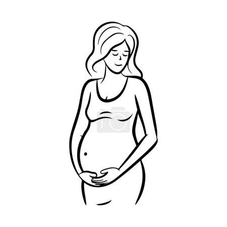Illustration for Pregnant Woman Logo Black Outline Vector, Maternity Logo Icon - Royalty Free Image