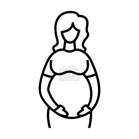 Illustration for Pregnant Woman Logo Black Outline Vector, Maternity Logo Icon - Royalty Free Image