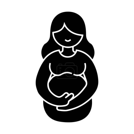 Ilustración de Logo de la mujer embarazada Vector de contorno negro, icono del logotipo de la maternidad - Imagen libre de derechos