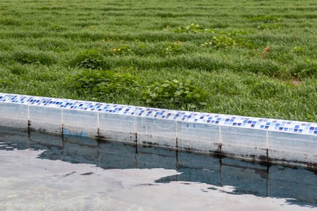 Un réservoir d'eau pour l'irrigation agricole, avec espace pour le texte