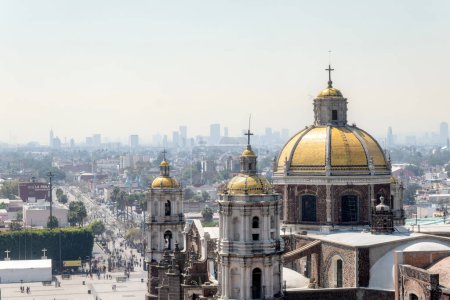 A Domes of the church of Santa Maria de Guadalupe Capuchinas in the Basilica CDMX Mexico