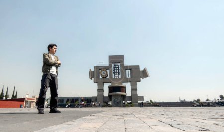 Man in Carrillon Guadalupano Monument, CDMX, Mexico, Basilica