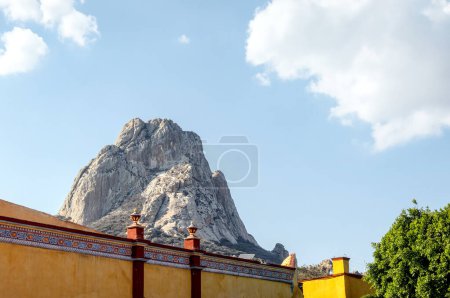 A Bernal Peak, Mountain Peak, with space for text. Queretaro, Mexico. Magical Town.