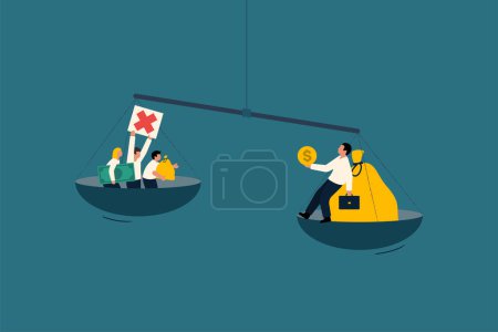 Inequality in Finance. Rich and Poor Gap. Unbalanced Scales of Wealth. Vector Business Illustration