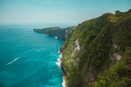 Photo for Tropical ocean coastline on Nusa Penida island near Bali, Indonesia. Colorful seascape. High quality photo - Royalty Free Image