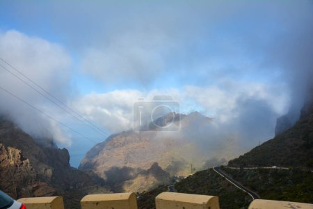 Photo for Road curbs on a switchback high up in the Teno Mountains of the Canary Island of Tenerife, Spain - Royalty Free Image