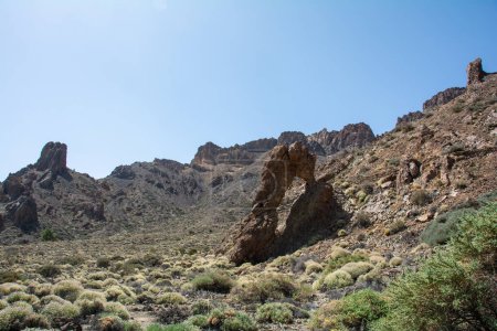 Foto de El Zapato de la Reina, cuya forma recuerda a un zapato de tacón alto, se encuentra al suroeste del Llano de Ucanca en el Parque Nacional Las Canadas del Teide, en la isla canaria de Tenerife, España - Imagen libre de derechos
