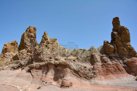 Gigantic rocks in the volcanic landscape in El Teide National Park on the Canary Island of Tenerife, Spain