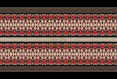 Foto de Hermosa figura tribal ucraniano geométrico patrón oriental tradicional sobre fondo marrón. estilo azteca bordado abstracto vector illustration.design para textura, tela, ropa, envoltura. - Imagen libre de derechos