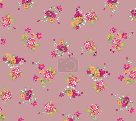Photo for Shabby chic vintage roses, tulips and forget-me-nots vintage seamless pattern, classic chintz floral repeat background for web and print - Royalty Free Image