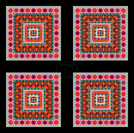 Téléchargez les photos : Beautiful Persian knitted embroidery.geometric ethnic oriental seamless pattern traditional on cream background.Aztec style,abstract,vector,illustration.design for texture,fabric,clothing,wrapping. - en image libre de droit