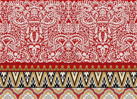 Photo for Geometric Ethnic pattern design for background or wallpaper and clothing ..Textile Print and Digital Design. - Royalty Free Image