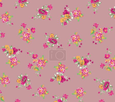 Photo for Shabby chic vintage roses, tulips and forget-me-nots vintage seamless pattern, classic chintz floral repeat background for web and print - Royalty Free Image