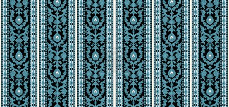 Téléchargez les photos : African Ikat paisley broderie sur fond bleu marine. motif géométrique ethnique oriental sans couture traditional.Aztec style abstrait illustration.design pour la texture, tissu, vêtements, emballage. - en image libre de droit
