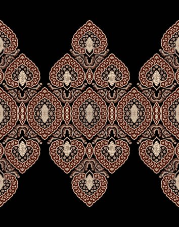 Photo for Traditional Asian Paisley Border Design. border digital textile flowers and different element baroque style unique and base pattern .Composition manual. - Royalty Free Image