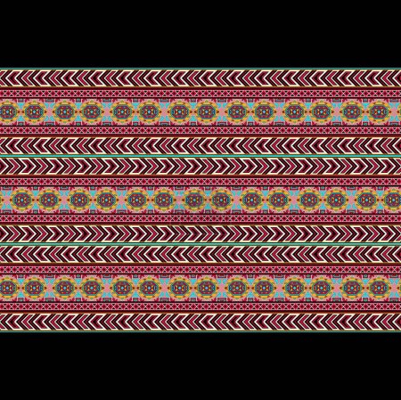 Hermoso patrón sin costura floral azul sobre fondo marrón. Patrón oriental étnico geométrico tradicional. Estilo azteca, abstracto, ilustración. Diseño para textura, tela, ropa, envoltura, alfombra.