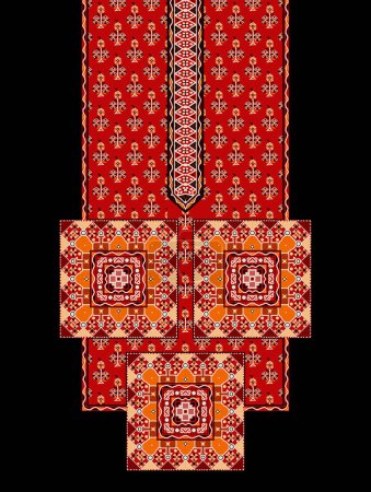 Photo for Textile digital design Mughal motif ethnic ikat pattern ornament decor border hand made artwork abstract rug shape set of damask wallpaper gift card frame for women cloth front back with dupatta used - Royalty Free Image