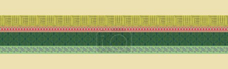 Photo for Ethnic Patterns. Geometric Ethnic Indian pattern. Cross Stitch Border. Embroidery. Native Ethnic pattern. Texture, Textile, Fabric, Clothing, Print. Pixel Horizontal Seamless. green red orange - Royalty Free Image