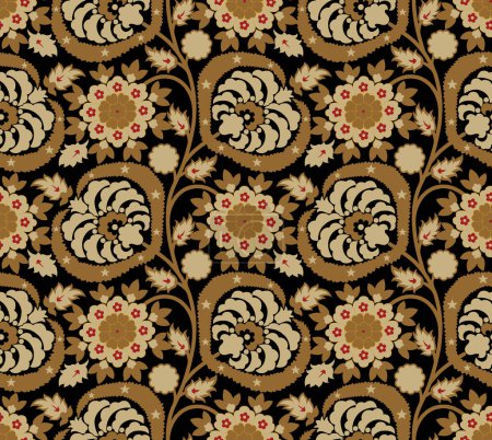 Photo for Patchwork floral pattern with paisley and indian flower motifs. damask style pattern for textil and decoration. seamless paisley pattern on white background. - Royalty Free Image