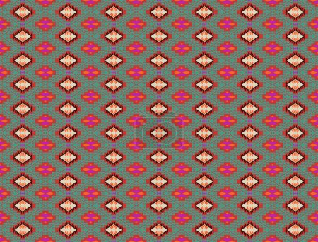 Photo for Seamless pattern in patchwork style. Embroidered print for carpet, textile, wallpaper, wrapping paper. Ethnic and tribal motifs. Handwork. illustration. - Royalty Free Image