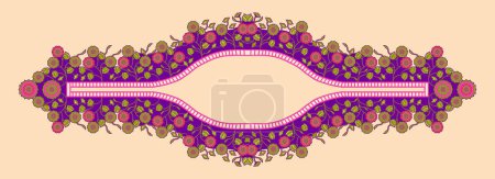 Photo for Multi style flowers and ethnic and baroque element combination. Mughal art work.indian traditional antique gold border. - Royalty Free Image