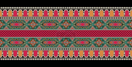 Photo for Seamless brown Arabic floral border. tribal floral border design. - Royalty Free Image