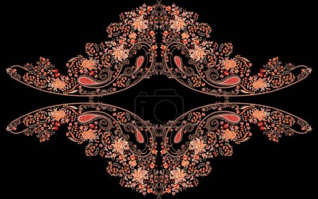 Photo for Textile Digital Ikat Ethnic Design Set of damask Border Baroque Pattern wallpapers gift card Frame for women cloth use Mughal Paisley Abstract Vintage Turkish Indian classical texture print in fabrics - Royalty Free Image