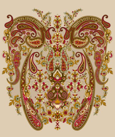 Photo for Colorful bohemian pattern with paisley and flowers. Traditional ethnic ornament. Mughal art pattern design motif artwork - Royalty Free Image