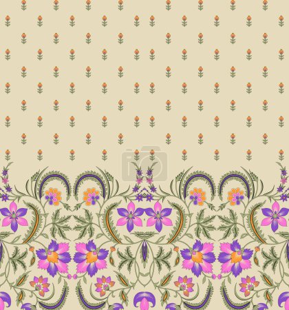 Photo for Textile digital design carpet motif luxury pattern decor border ikat ethnic hand made artwork suitable frame gift card wallpaper women cloth front back and duppata print in fabric use textile industry - Royalty Free Image