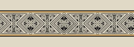 Photo for Seamless brown Arabic floral border. tribal floral border design.  Vintage ornament set. flourish floral decoration and frames. - Royalty Free Image