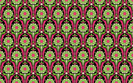 Photo for Patchwork floral pattern with paisley and indian flower motifs. damask style pattern for textil and decoration - Royalty Free Image
