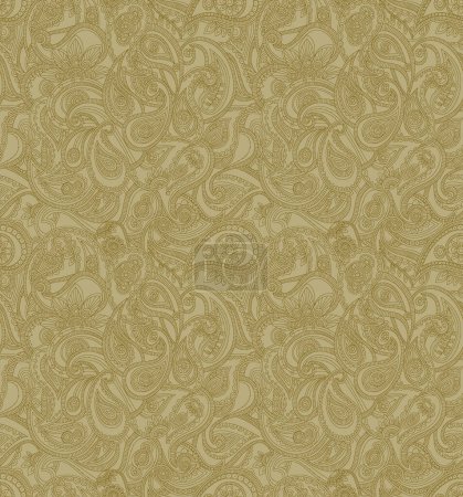 Photo for Traditional Paisley pattern on outline background. seamless gentle paisley print with flowers and dots and grunge texture. - Royalty Free Image
