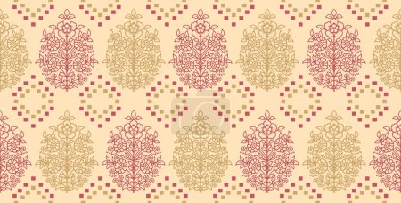 Photo for Ethnic pattern ikat background tribal aztec vector oriental traditional design for background. Ikat is produced in many traditional textile centres around the world, including India to Central Asia, - Royalty Free Image