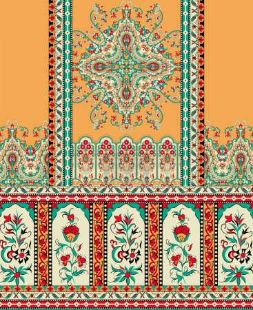 Photo for A beautiful Geometric Ornament Ethnic style border design handmade artwork pattern with watercolor, trending, texture, vintage hand drawing - Royalty Free Image